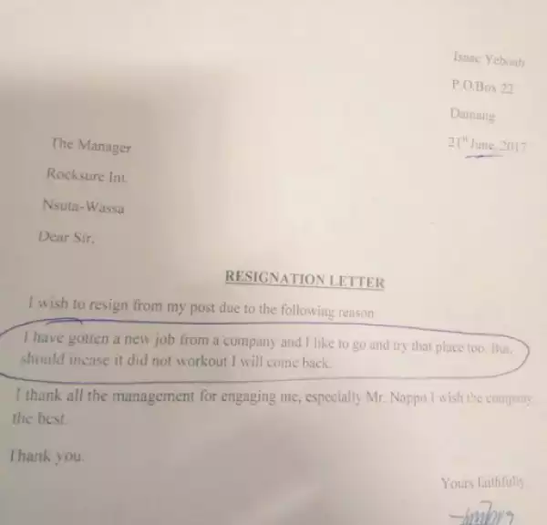 See The Hilarious Resignation Letter An Employee Handed Over To His Boss